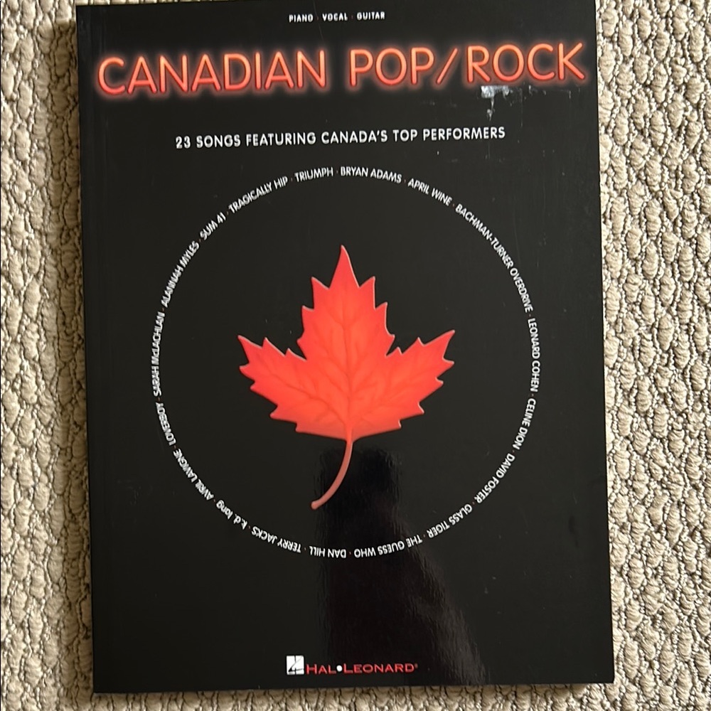 Canadian Pop/Rock Sheet Music Songbook